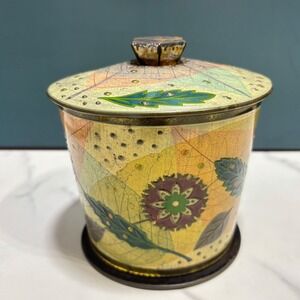 Vintage Baret Ware Art Grace Tin Canister Made in England Botanical Leaf Design